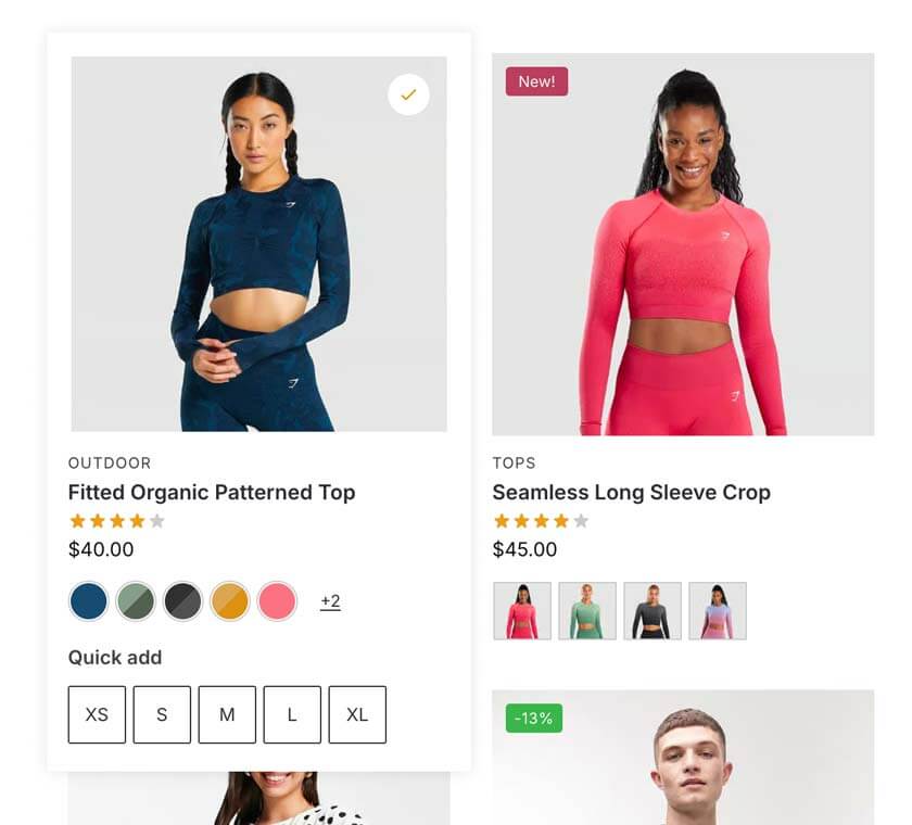 Attribute swatches on product listing pages