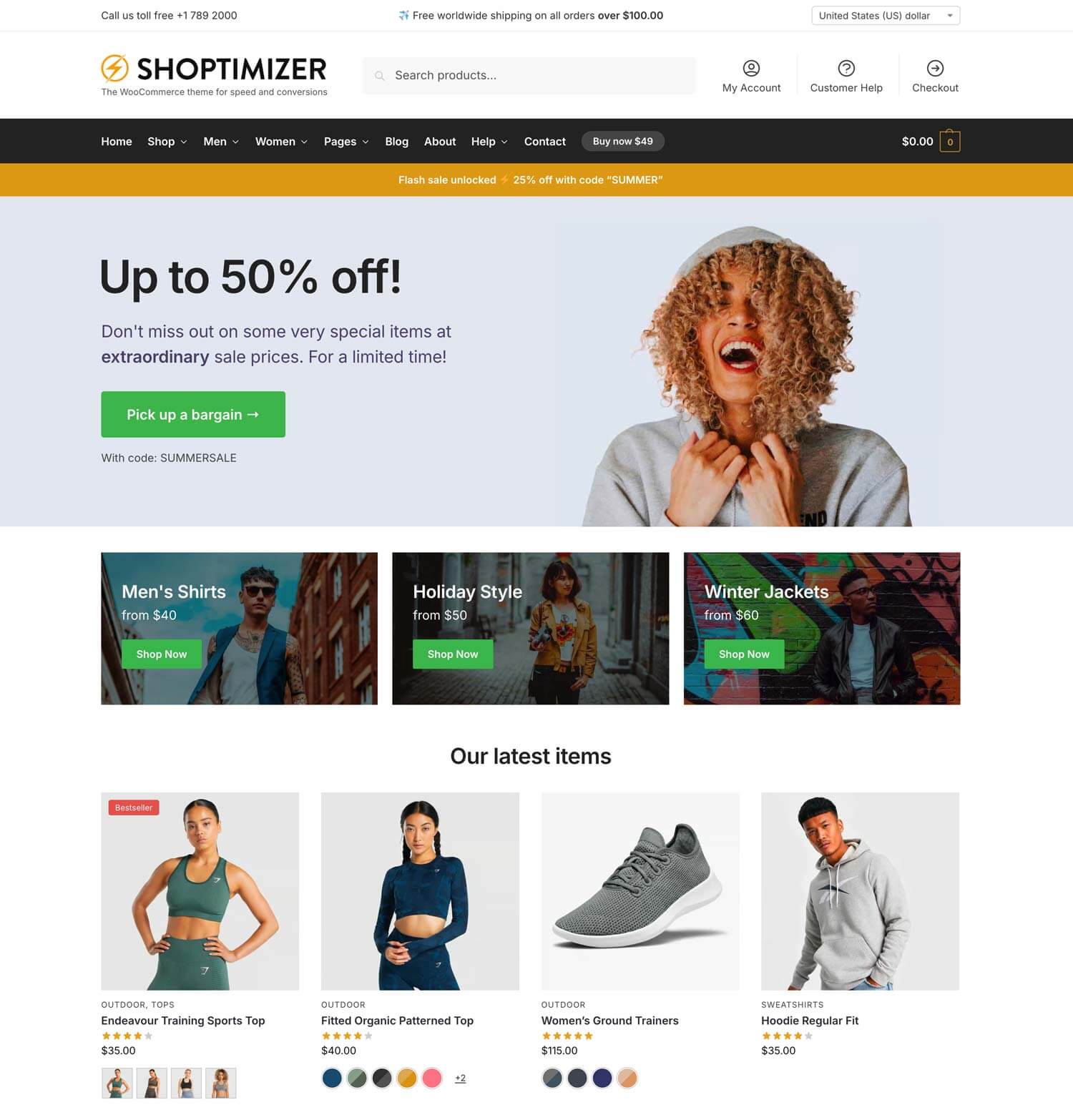 Shoptimizer WooCommerce Theme on Desktop